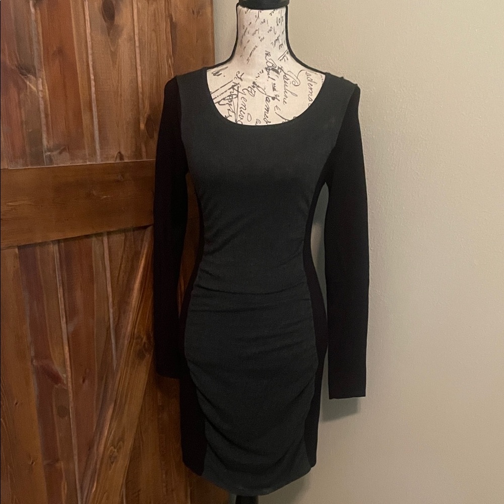 Express Black and Gray Long Sleeve Dress